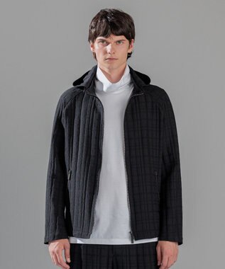 JOSEPH HOMME グレンチェックジャガードストレッチ  フ―ディーブルゾン ブラック系