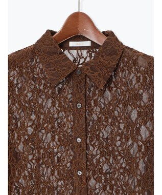 Te chichi 起毛レースシャツ ブラウン
