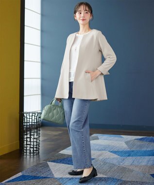 Tiaclasse バックフレアロングジャケット グレージュ