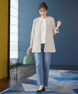 Tiaclasse バックフレアロングジャケット グレージュ