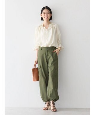 AMERICAN HOLIC 接触冷感　フリル衿５分袖ブラウス Ivory