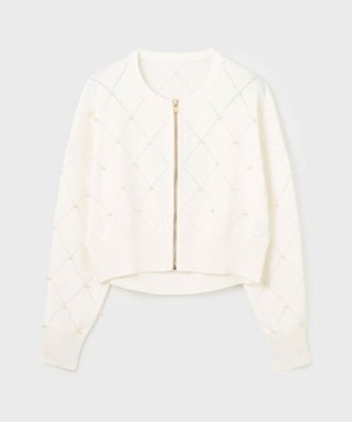 GRACE CONTINENTAL パールニットブルゾン ホワイト
