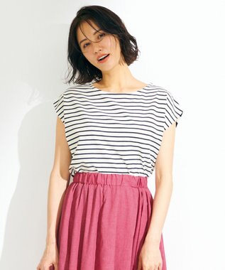  【接触冷感・UVケア】TCオーガビッツボーダー Tシャツ