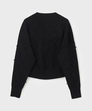 GRACE CONTINENTAL パールニットブルゾン ブラック