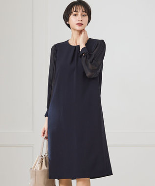 23区 L 【セットアップ対応/洗える】トリアセダブルジョーゼット シフォンスリーブ ワンピース