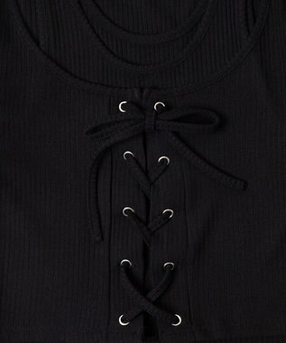 WEGO レイヤードレースアップトップス ブラック