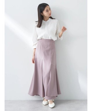 earth music&ecology フロントレースシフォンブラウス Off White