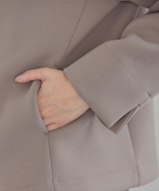 Tiaclasse ダイバー素材ノーカラージャケット グレージュ