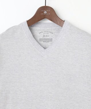 JOSEPH ABBOUD 【オリジナルオーガニックコットン使用】JOE COTTONサッカーVネックシャツ ライトグレー系7