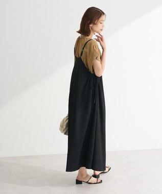 Green Parks 表面感脇リボンキャミワンピース Black