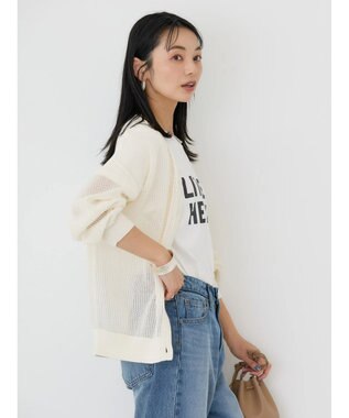AMERICAN HOLIC メッシュＶネックニットカーディガン Off White