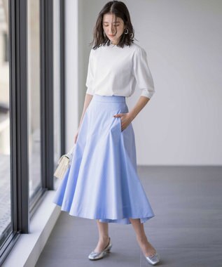 組曲 【セットアップ着用可・WEB限定】コンパクトシャーティング フレアスカート スカイブルー系1