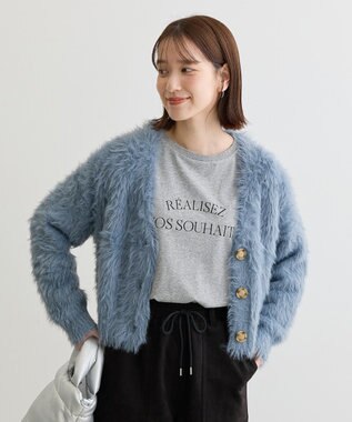 Green Parks ・Ｐｅｔｉｔ　Ｆｌｅｕｒ　シャギーニットカーディガン Sax