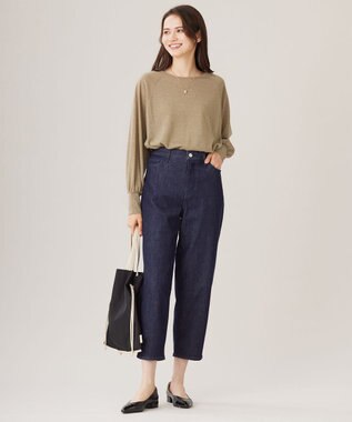 自由区 L 【洗える】ラメシアー トップス ベージュ