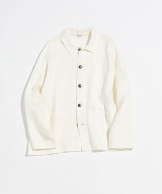 LENO FRENCH WORK HEVY LINEN COVER ALL《UNISEX》 カバーオールリネンジャケット WHITE