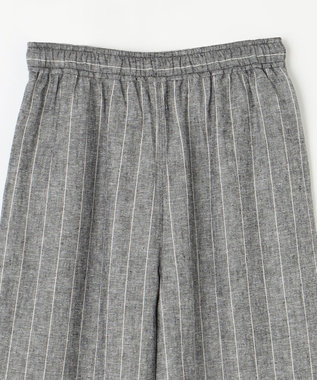 ANY 【ウエストゴム】リネンレーヨンワイドパンツ グレーストライプ
