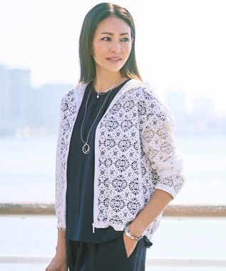  【WEB限定・1枚で華やぐ・旬スタイル】テクスチャーレーシージップ パーカー