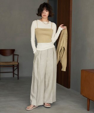 uncrave 【手洗い可】ドライタッチ ニット カップ付き バンドゥ（uncrave WHITE） サンドベージュ×ゴールド