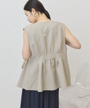 AMERICAN HOLIC 【イージーケア】リネンライクペプラムベスト Gray Beige