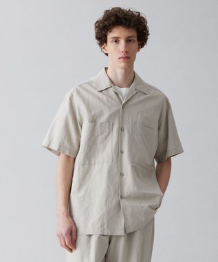 UNFILO MENS ライトリネン オープンカラーシャツ [23年春夏商品] グレージュ