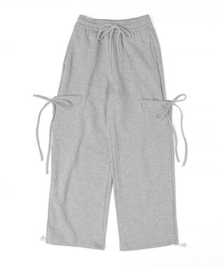 WEGO 【ウエストゴム】リボンカーゴスウェットパンツ 杢グレー