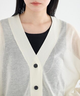 earth music&ecology シアーＶネックカーディガン Off White