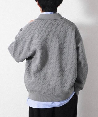 CRAFT STANDARD BOUTIQUE 柄編みニットシャツカーディガン Charcoal Gray