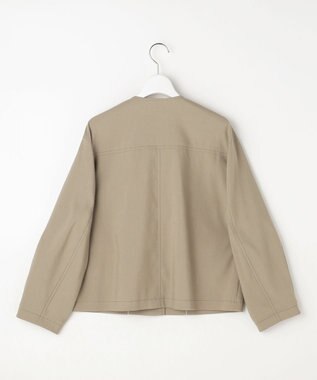 自由区 【セットアップ対応】リネンストレッチノーカラー ジャケット カーキ