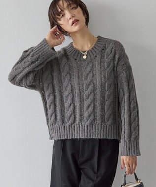 AMERICAN HOLIC 透かしケーブルニットプルオーバー