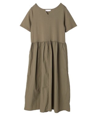 Green Parks Ｂ．ドッキングボリュームギャザーワンピース Black