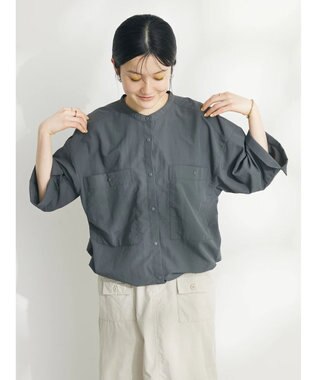 CRAFT STANDARD BOUTIQUE ＢＩＧポケットナイロンブラウス Charcoal Gray