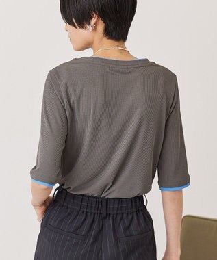 AMERICAN HOLIC シアーリブ配色プルオーバー Charcoal Gray