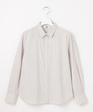 J.PRESS LADIES 【洗える】BEZコットンナイロン ストライプ シャツカラー ブラウス ピンク×ホワイトストライプ系1