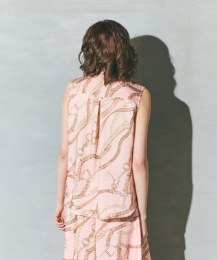 GRACE CONTINENTAL チェーンプリントボウタイブラウス ピンク