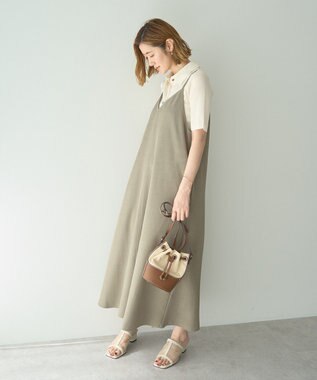 YECCA VECCA 【前後2way】レースアップキャミワンピース Khaki