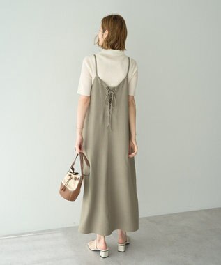 YECCA VECCA 【前後2way】レースアップキャミワンピース Khaki
