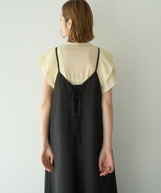 YECCA VECCA 【前後2way】レースアップキャミワンピース Black