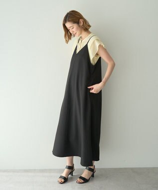 YECCA VECCA 【前後2way】レースアップキャミワンピース Black