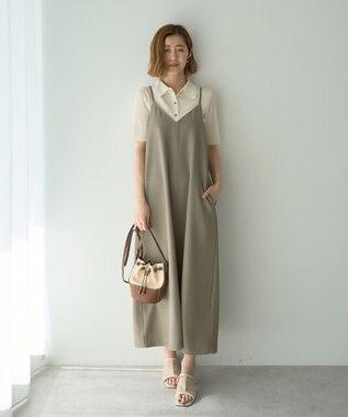 YECCA VECCA 【前後2way】レースアップキャミワンピース Khaki