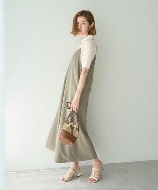 YECCA VECCA 【前後2way】レースアップキャミワンピース Khaki