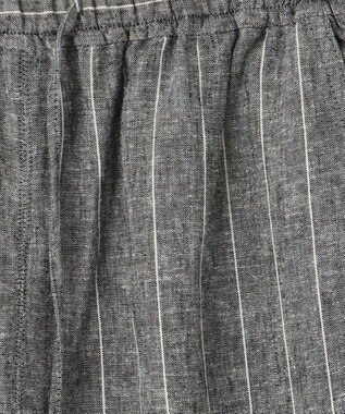 ANY 【ウエストゴム】リネンレーヨンワイドパンツ グレーストライプ