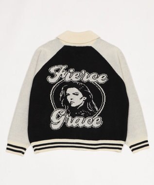 WEGO 【ユニセックス着用ITEM】グラフィックZIPニットブルゾン ブラックその他