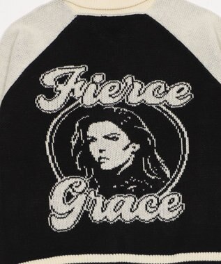 WEGO 【ユニセックス着用ITEM】グラフィックZIPニットブルゾン ブラックその他