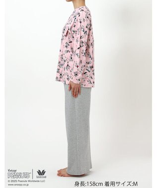 WACOAL ワコール_リラックス＆スリープ パジャマ 長袖 長ズボン 綿100%(本体) PEANUTS スヌーピー レディース FDX554 /ワコール ピンク