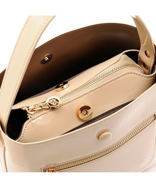 MioFIRANO スクエアエナメルハンドバッグ 2WAY　FIRANO フィラノ BEIGE