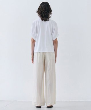 BEIGE， 【洗える】STOCK / オーガニックコットン半袖ギャザートップス White
