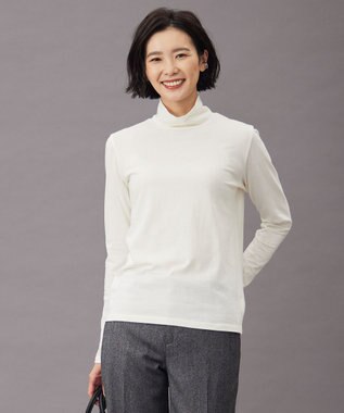 J.PRESS LADIES ウールジャージー  タートルネック カットソー ホワイト系