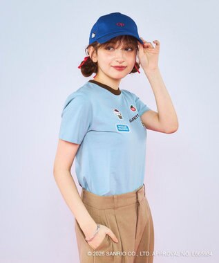 OP／FILA 【Ocean Pacific×ハローキティ】ワッペンリンガーチビTシャツ ブルー