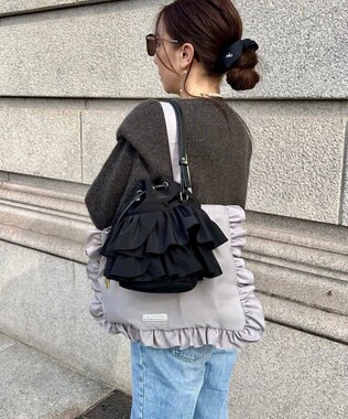 LA BAGAGERIE LA BAGAGERIE×chiyo ポーチ付きフリルエコバッグ シルバー