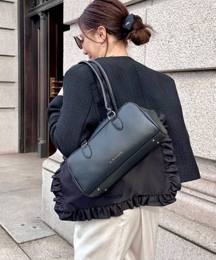 LA BAGAGERIE LA BAGAGERIE×chiyo ポーチ付きフリルエコバッグ ブラック